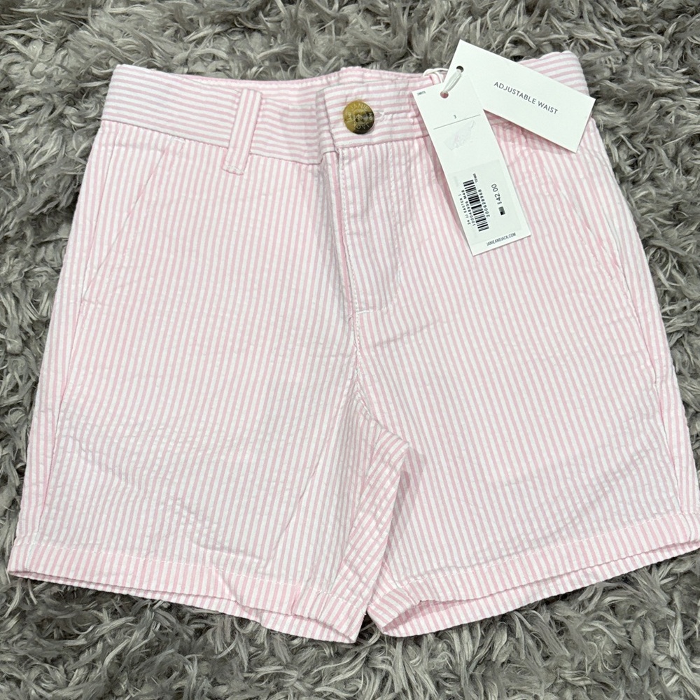 BNWT Janie & Jack Pink Striped Seersucker Shorts Size 3